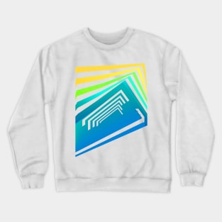 Geometric sunset abstract blue yellow Crewneck Sweatshirt